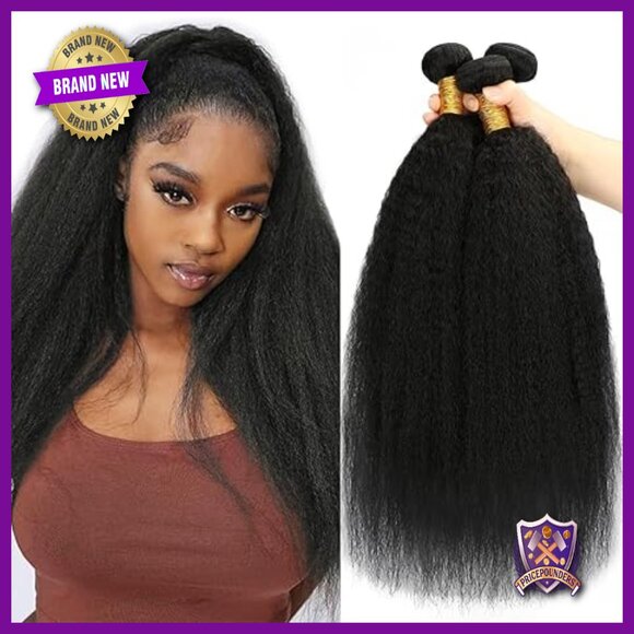 3 Bundles Yaki Straight Human Hair Extensions 100% Brazilian Virgin Remy